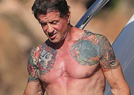 Sylvester Stallone's Chest Tattoos.
